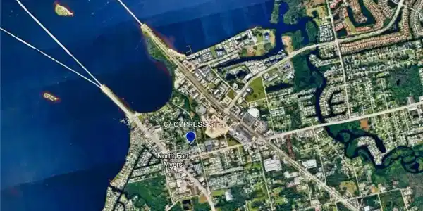 Image 4: Aerial Survey. Illustrating the geographic context of the property at 67 Cypress St, North Fort Myers