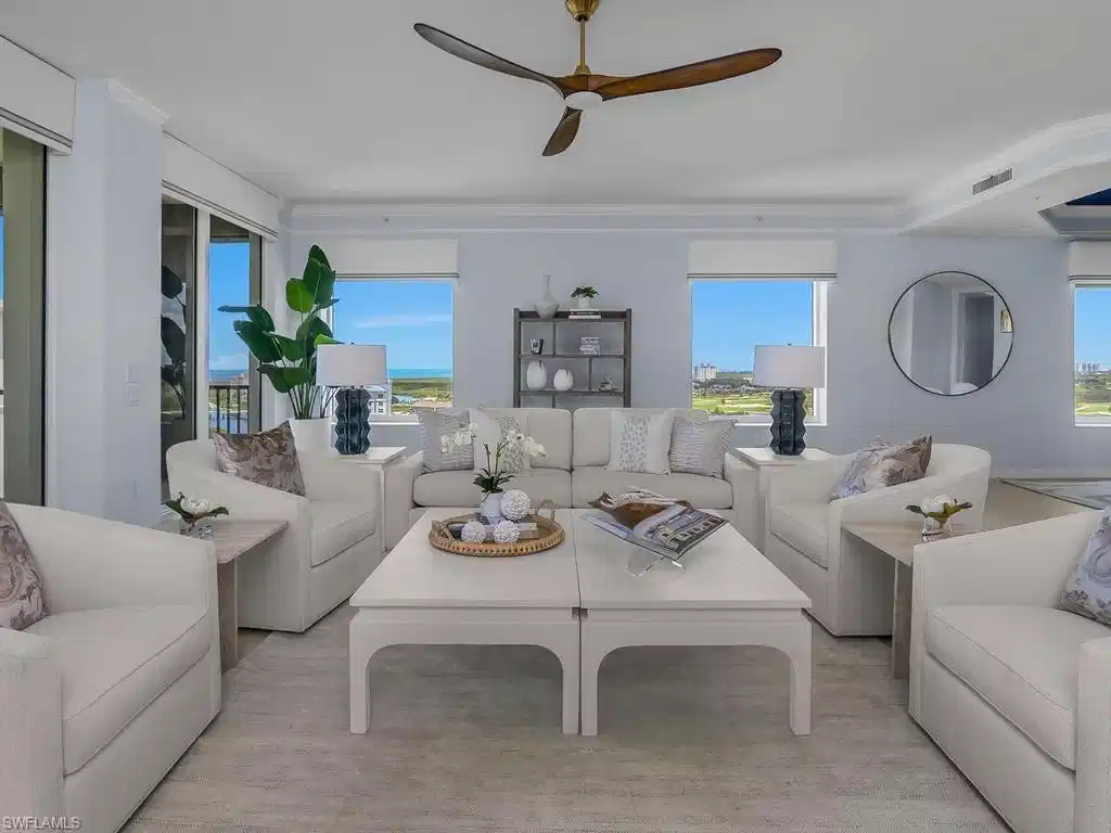 Image 1: Ready for you - pure coastal style, functionality and SPACE.  This is like a house in the sky, with private 2 car enclosed garage, too.