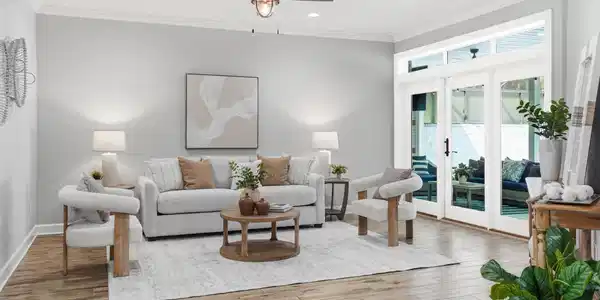 Image 4: Living Room overlooking the pool
