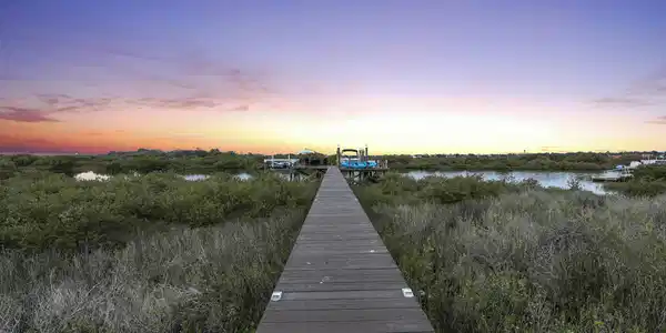 Image 3: twilight boat dock walkway