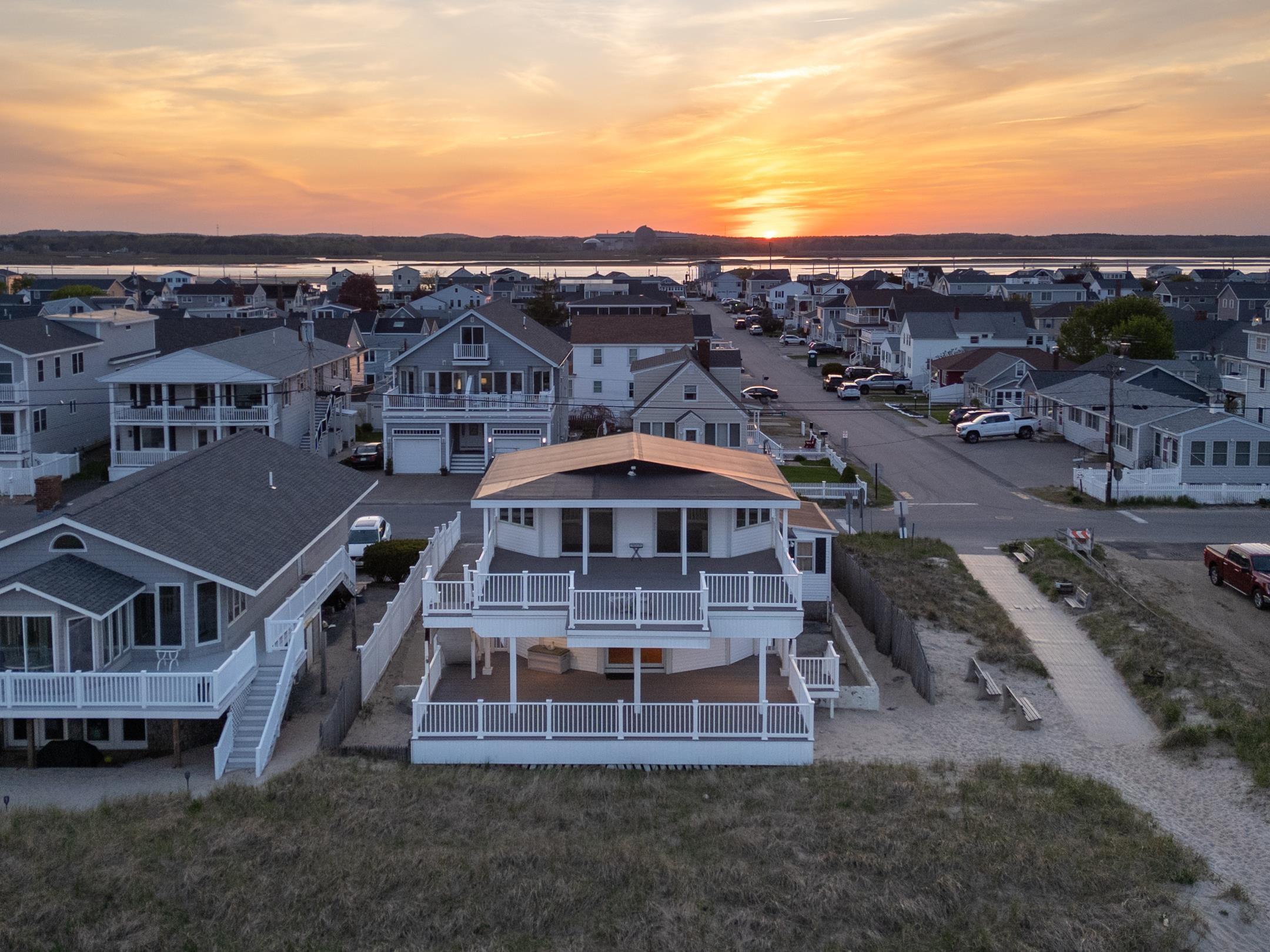 Image 2: Oceanfront Elevation at Twlight from Drone