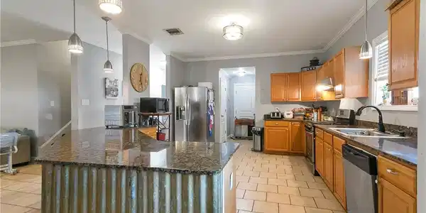 Image 3: Gigantic kitchen! Back left of house.