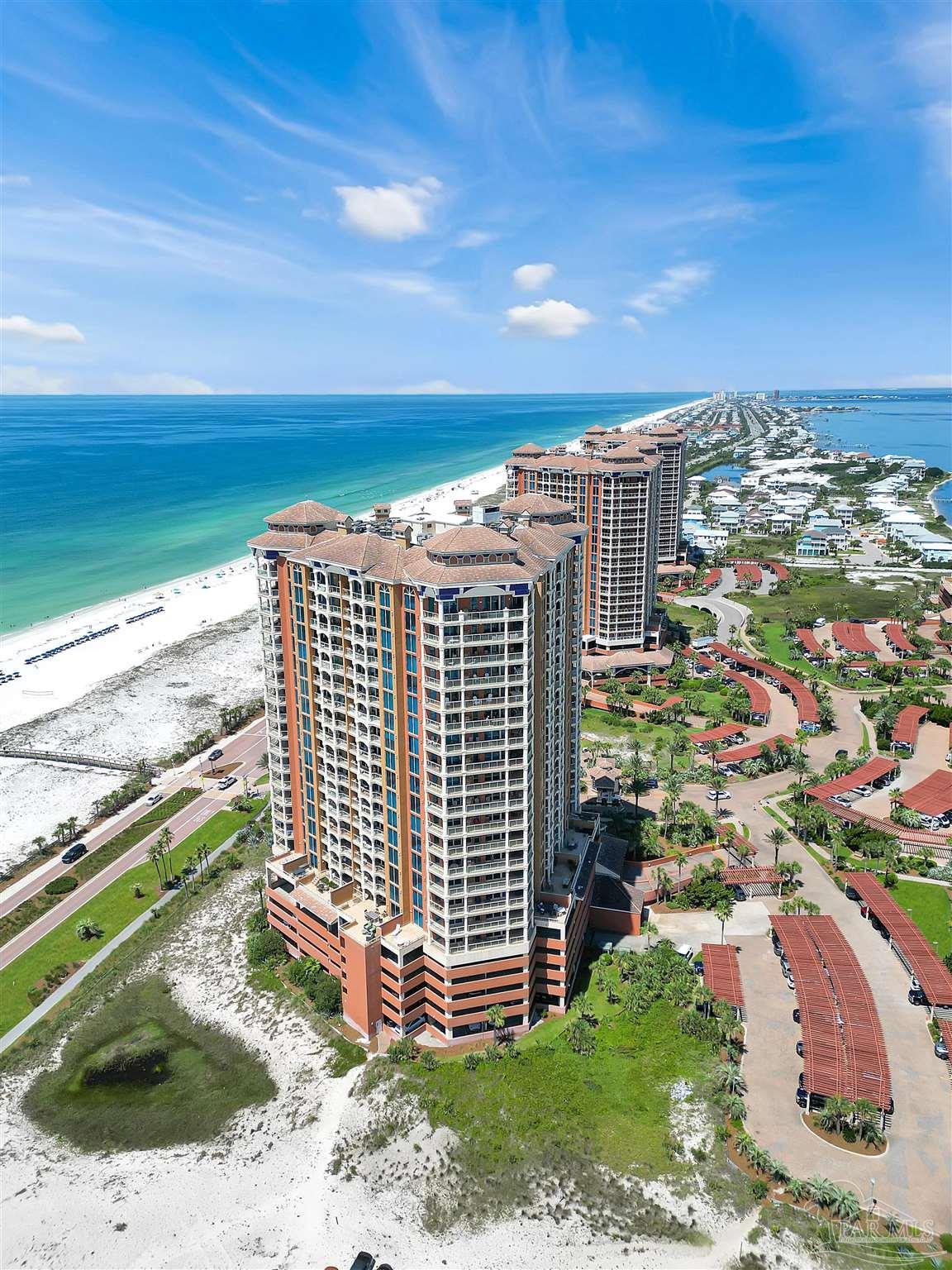 Image 3: Aerial view of Portofino Towers on Pensacola Beach