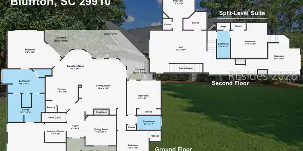 Image 2: 2-level floor plan with split-level suite upstairs