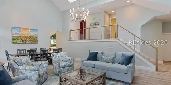 Image 3: Open living & dining area w vaulted ceilings. Image 3: Open living & dining area w vaulted ceilings.