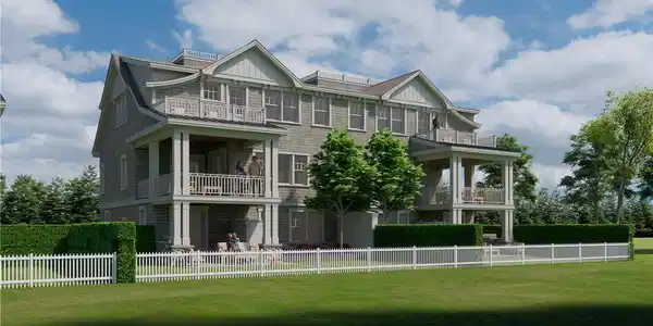 Image 2: Back of Structure overlooks pool pavilion and with