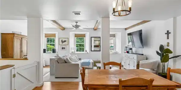 Image 4: Bright comfortable beamed Great Room with views of