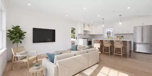 Image 3: living and kitchen virtually staged