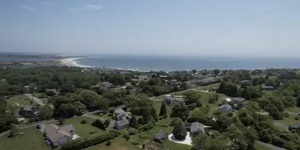 Image 3: Aerial view of South Shore/Goosewing Preserve in t
