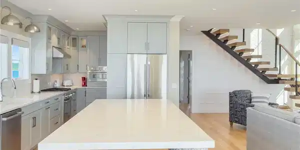 Image 4: Custom Cabinetry, Marble-look single-slab Quartz c