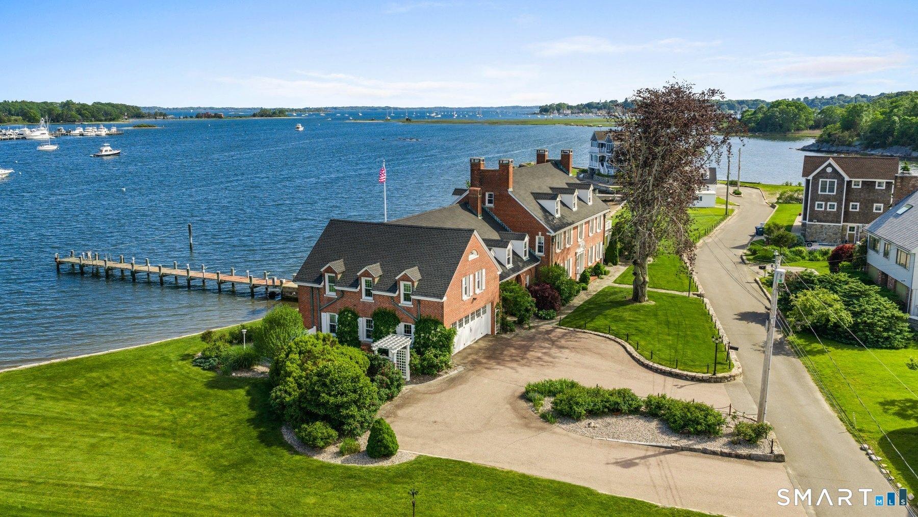 Image 2Aerial View: View toward Long Island Sound with Masons Island, Fishers Island Sound, and Noank Harbor in the foreground. Traveling under power, it is approximately 10 to 15 minutes to Fishers Island Sound.