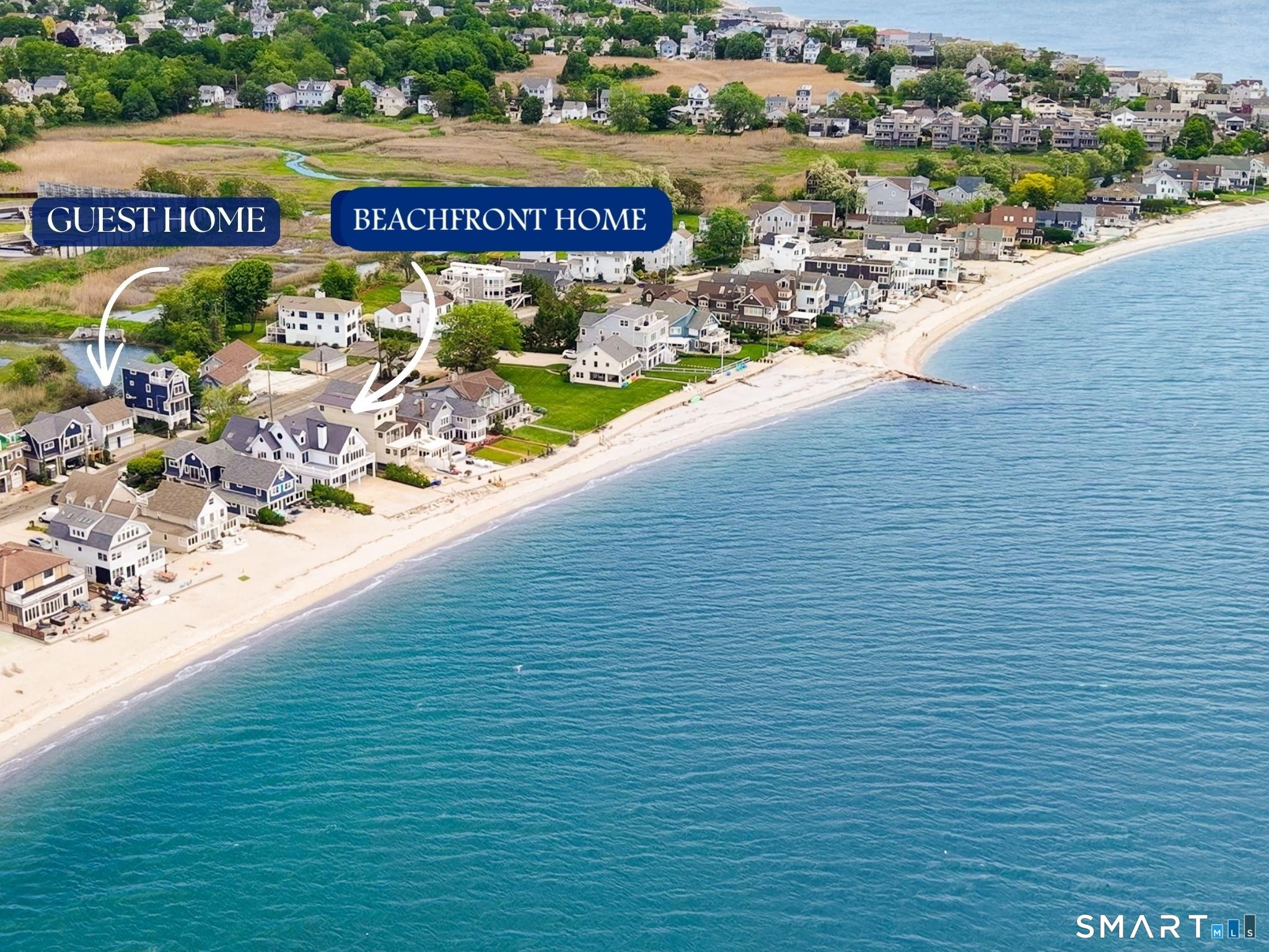 Image 1: AMAZING OPPORTUNITY to own this BEACH Compound with GORGEOUS waterfront views and NO steps to your expansive patio - BEACHFRONT Residence w/ PRIVATE Updated GUEST home w/its own garage and parking. Perfect for SUMMER visitors.