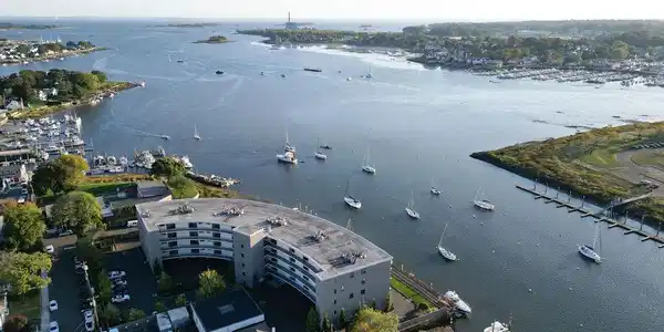 Image 2Aerial View: Aerial view of Vantage Point on the Norwalk harbor with views of the Norwalk Islands and distant Long Island