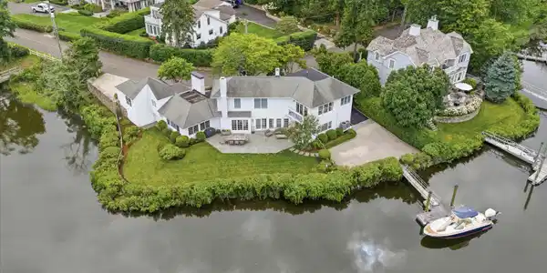 Image 3Aerial View: Beautifully situated home that takes full advantage of Five Mile River and Long Island Sound Access