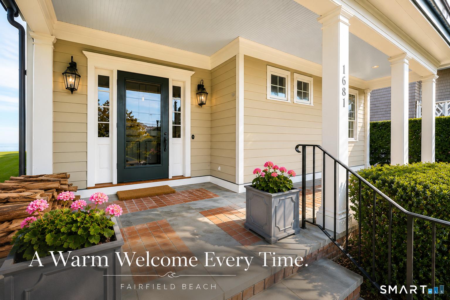 Image 3: From the moment you arrive, the home's attention to detail is evident. Warm-toned brick, substantial columns, and a gracious covered porch create an inviting first impression.