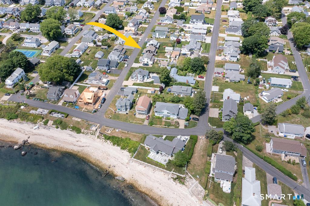 Image 4Aerial View: Steps to one of Cornfield Point's two beaches, Rocky Beach. Known for it's sea glass!