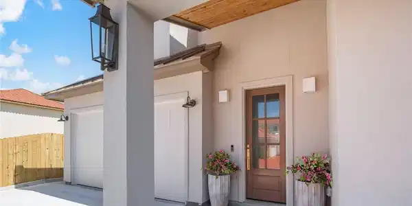 Image 3: Custom solid wood & stained front door Marine grad