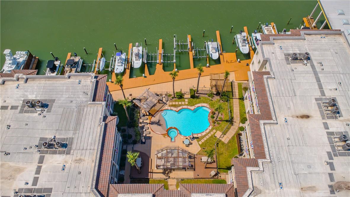 Image 3: overhead of marina and boat slips