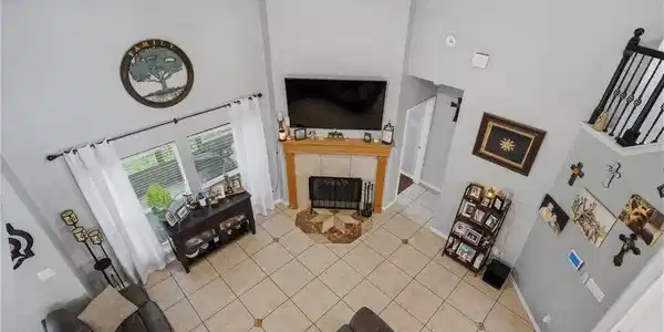Image 3: Looking down at the open concept living room w/14