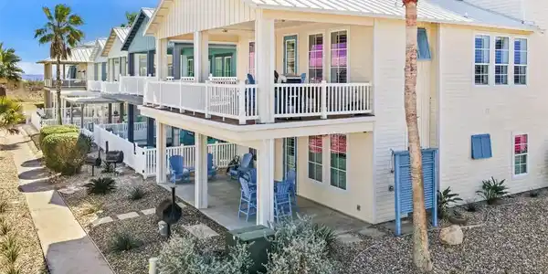 Image 3: Upstairs deck has a Gulf view.  Great breezes too!